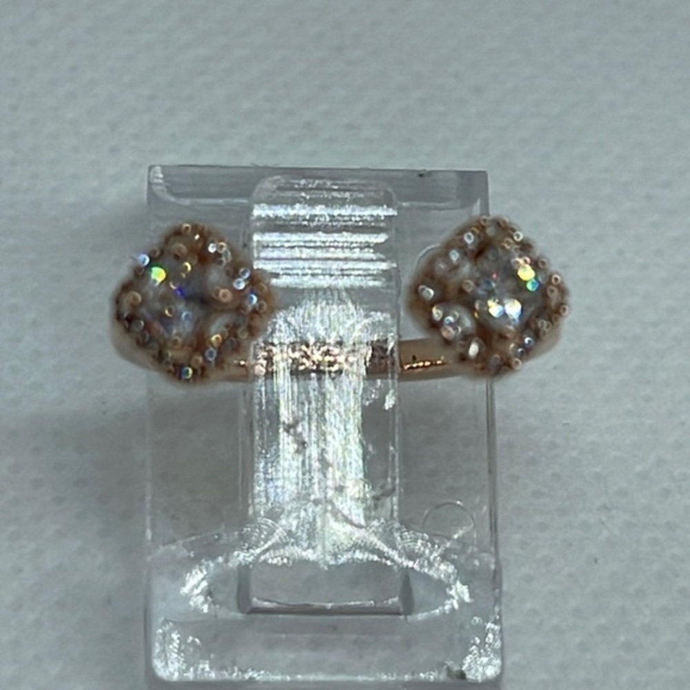 Sparkling Rose Gold Crystal Cluster Stud Ring - White